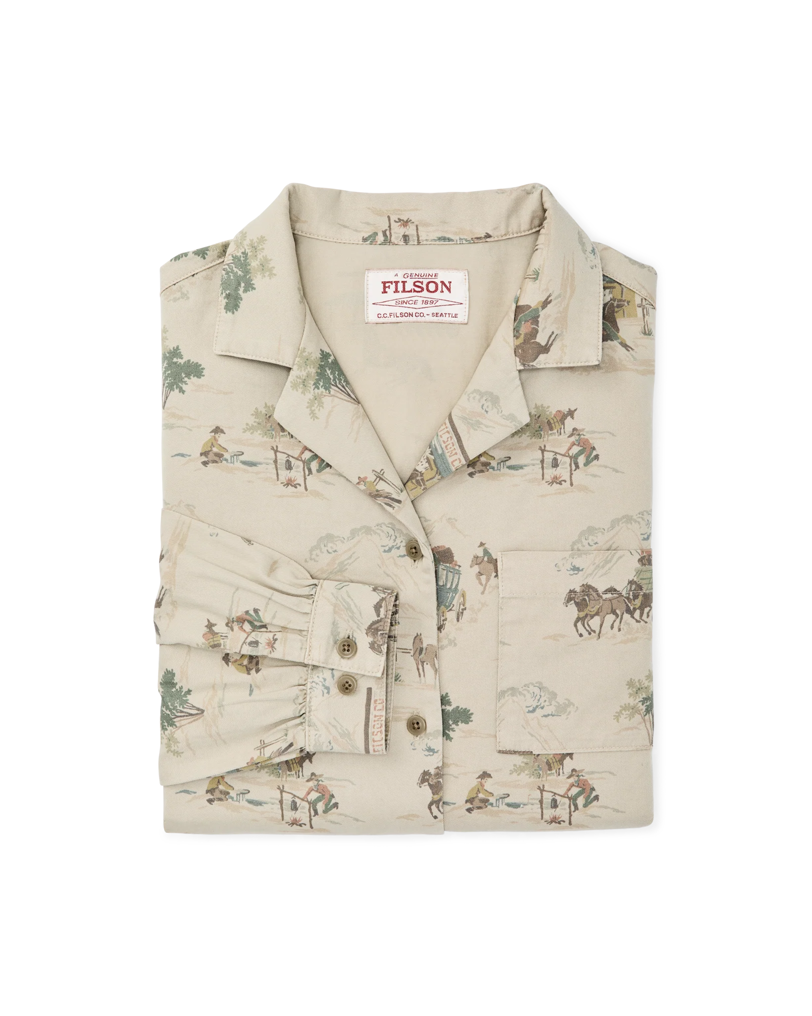 Women's Long Sleeve Twill Camp Shirt - Desert Green / Print - Image 3