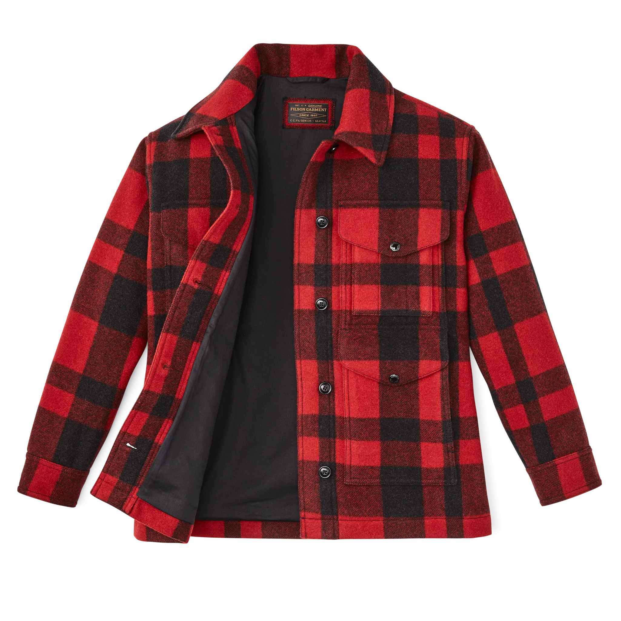 Women's Mackinaw Wool Cruiser Jacket - Red / Black Plaid - Image 3