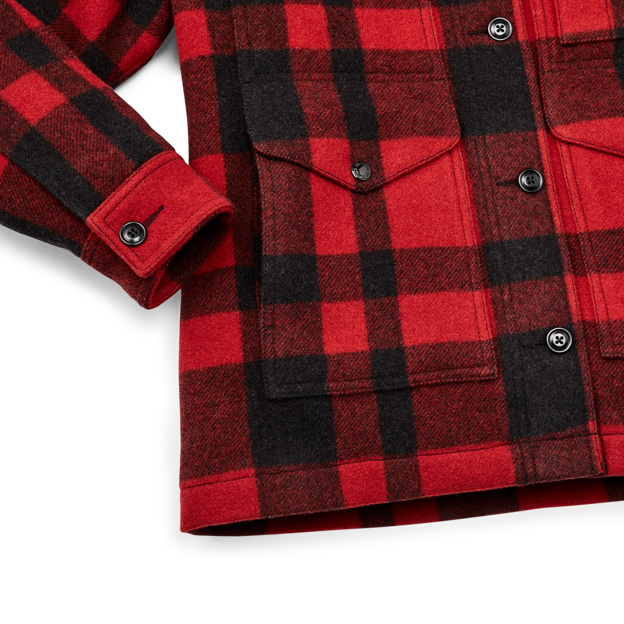 Women's Mackinaw Wool Cruiser Jacket - Red / Black Plaid - Image 5