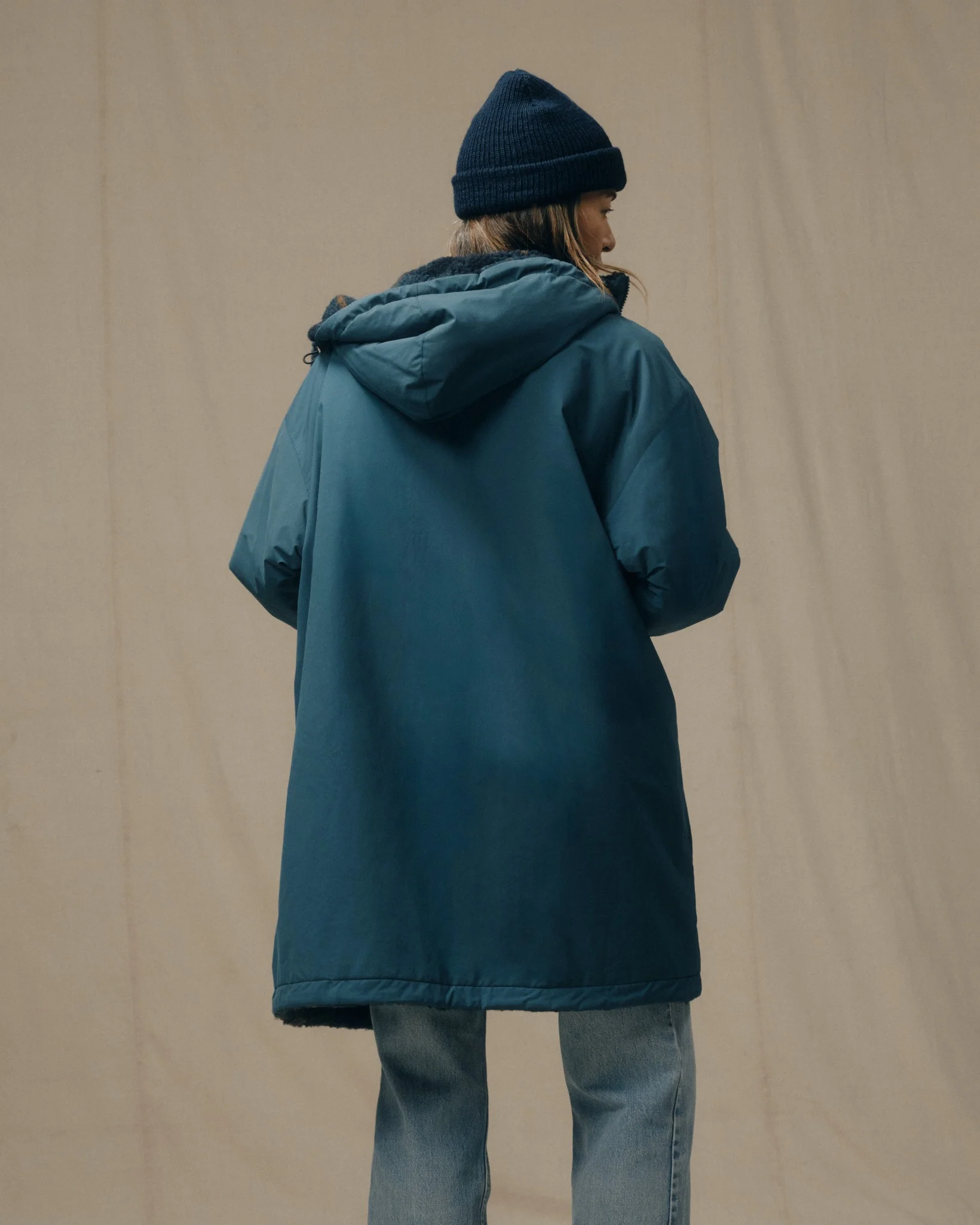 Women's Reversible Woolly Fleece Coat - Dark Teal - Image 2
