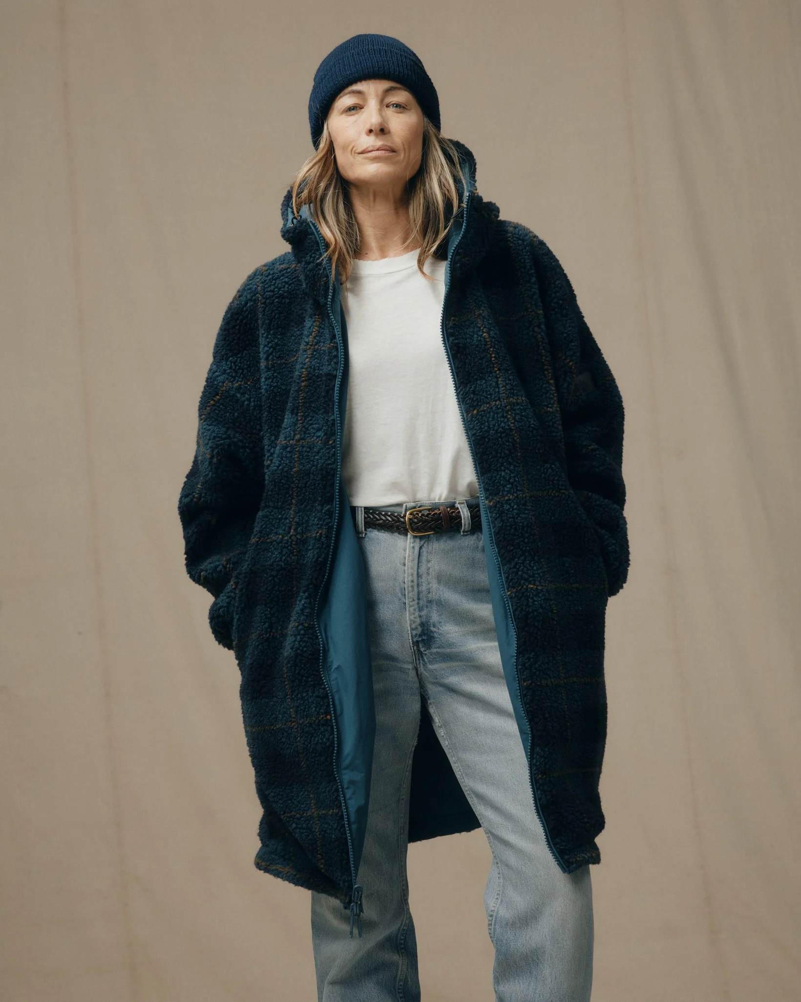 Women's Reversible Woolly Fleece Coat - Dark Teal - Image 3