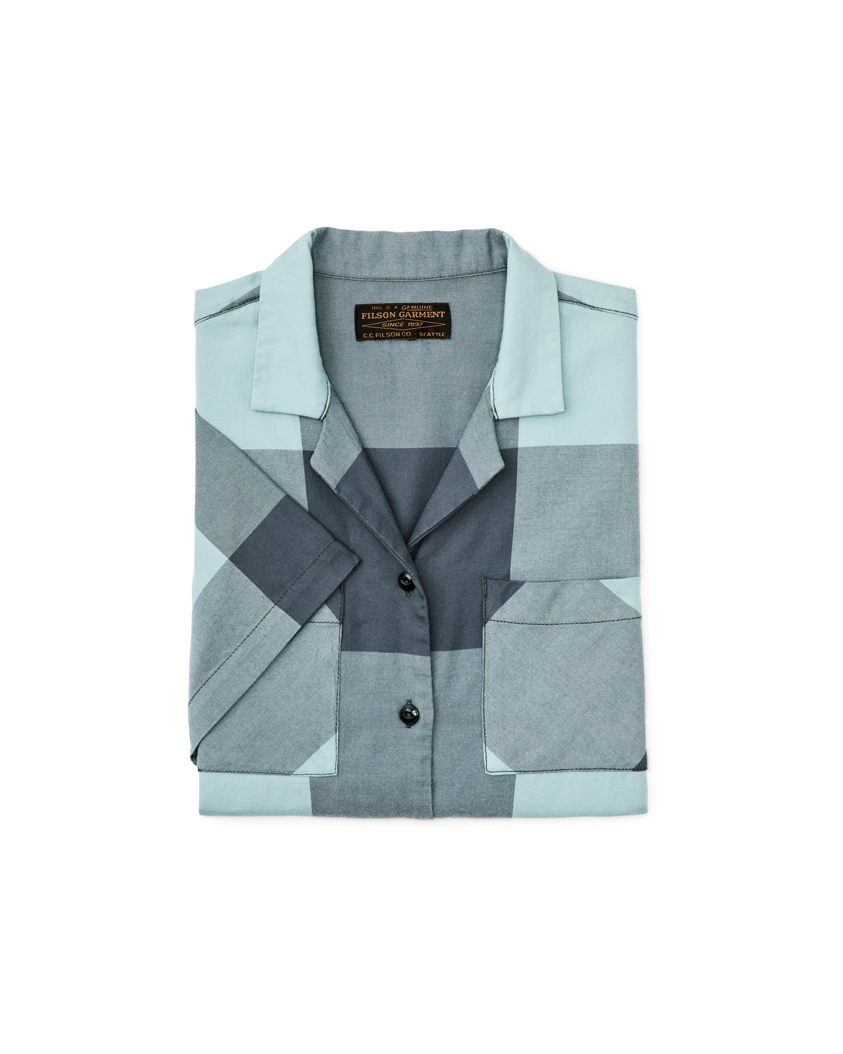 Women's Short Sleeve Camp Shirt - Storm Blue / Stone Plaid - Image 3