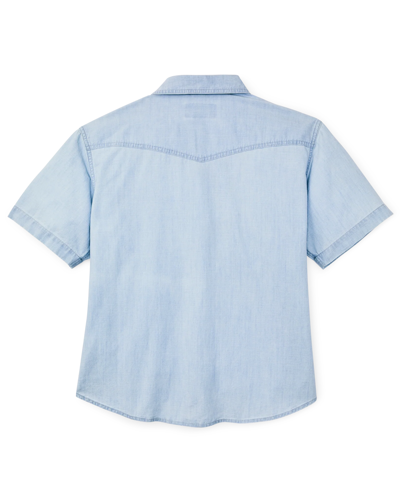 Women's Short Sleeve Chambray Western Shirt - Light Indigo - Image 5