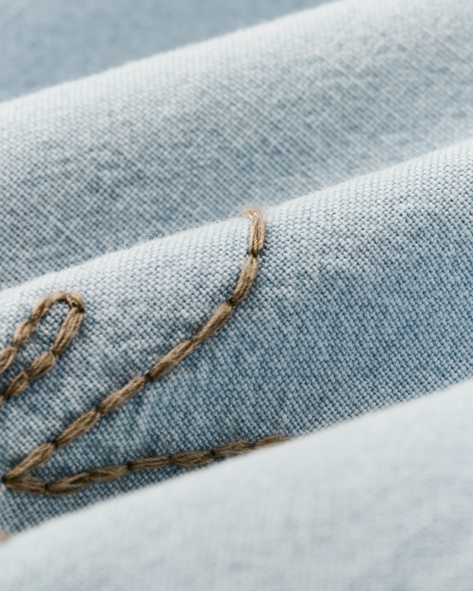 Women's Short Sleeve Embroidered Camp Shirt - Light Indigo Chambray - Image 3