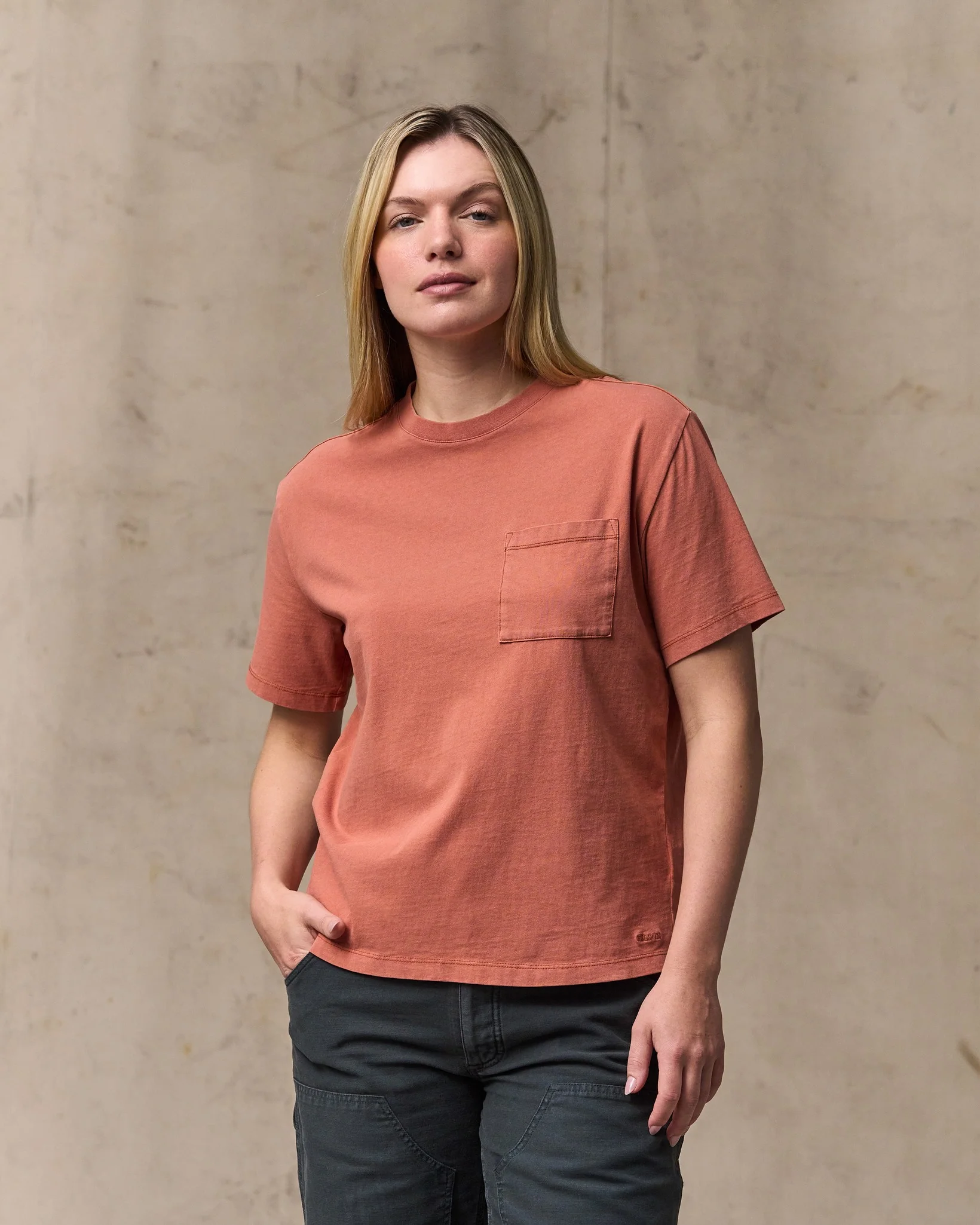 Women's Short Sleeve Pocket Tee - Copper Brown