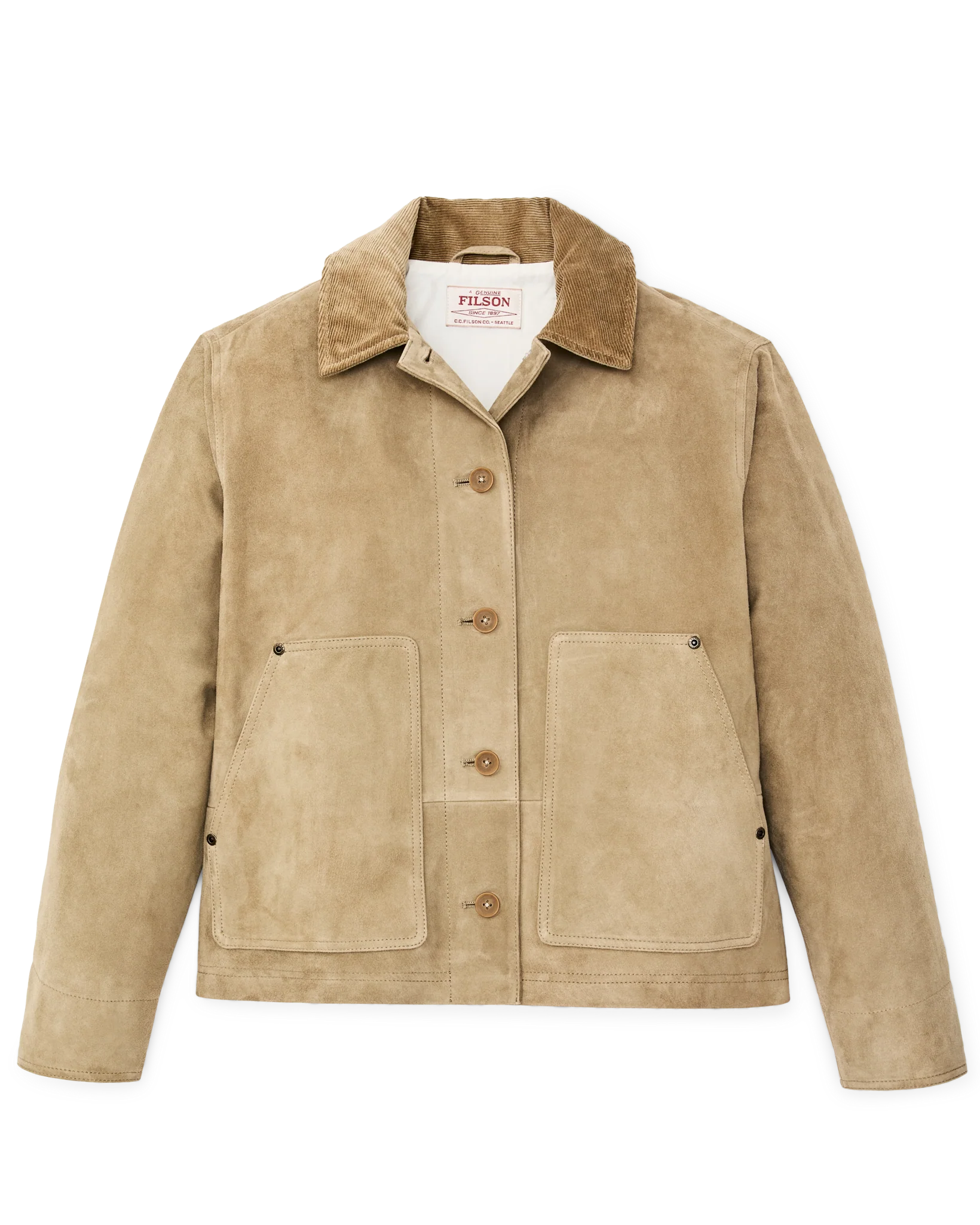 Women's Short Suede Barn Jacket - Light Gray - Image 6