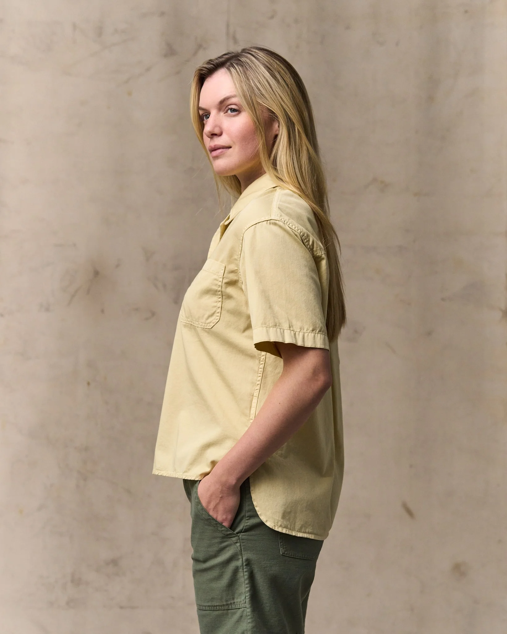 Women's Twill Popover Shirt - Pale Tan - Image 3