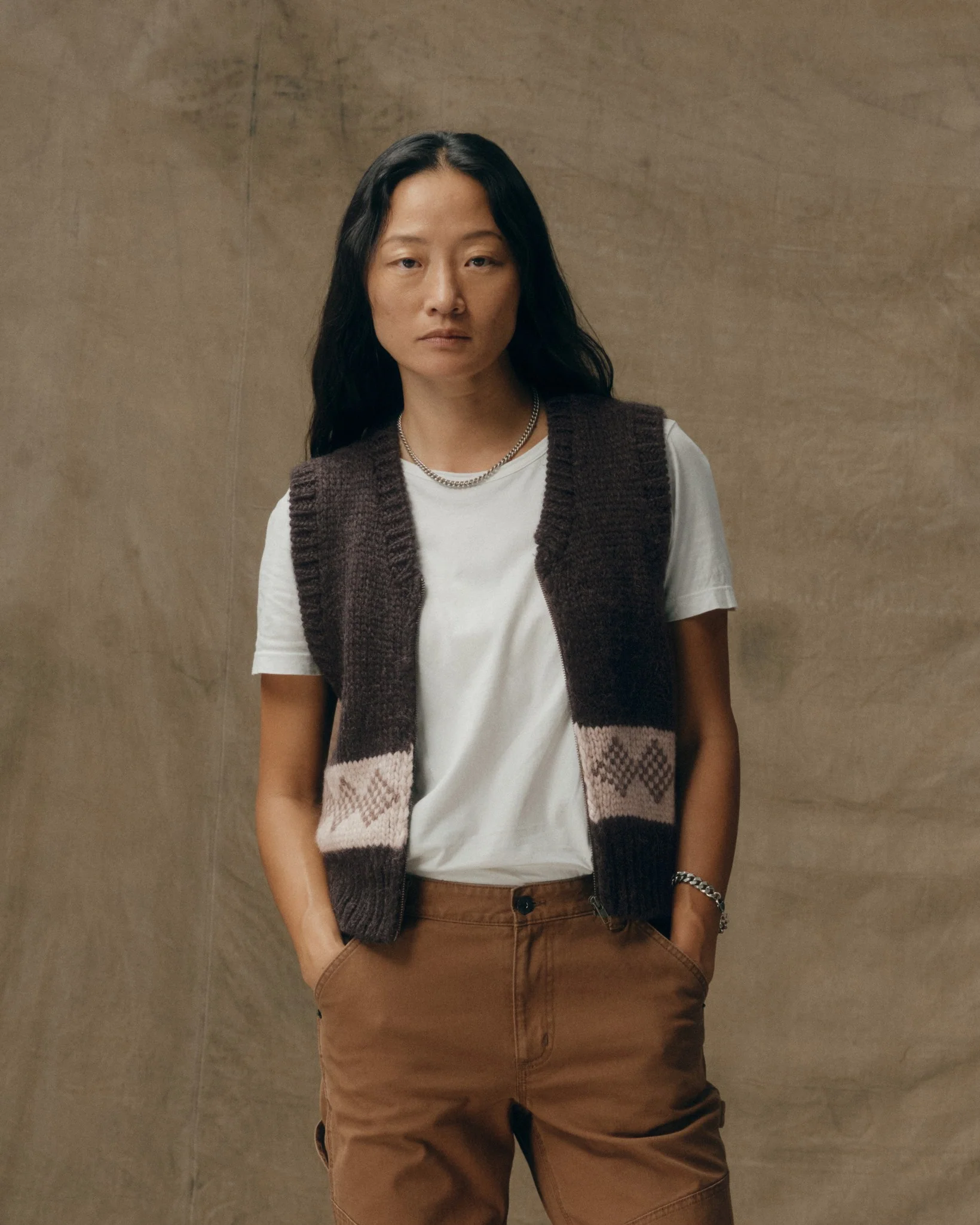 Women's Wool Vest - Dark Brown - Image 2
