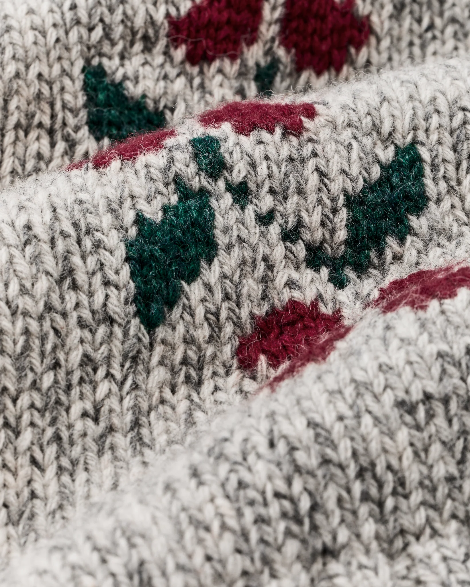 Women's Zippered Wool Sweater - Gray / Flower - Image 7