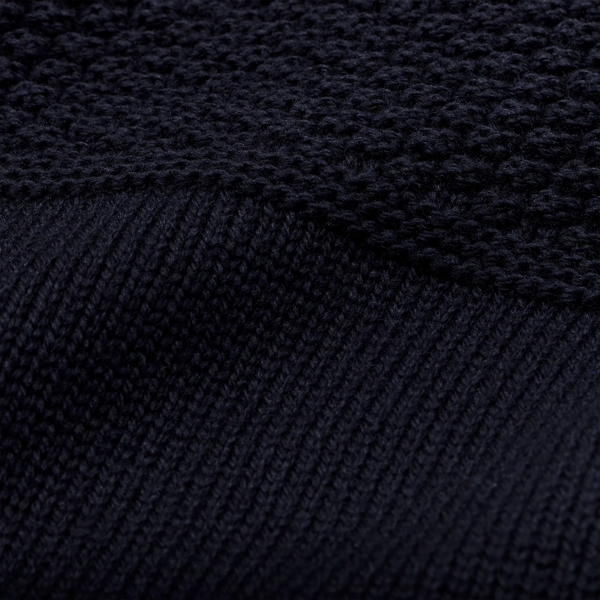 Wool Roll Neck Fisherman's Sweater - Navy - Image 2